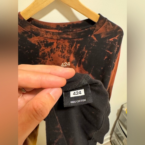424 Fairfax Bleached black Long Sleeve T-Shirt - Picture 6 of 7